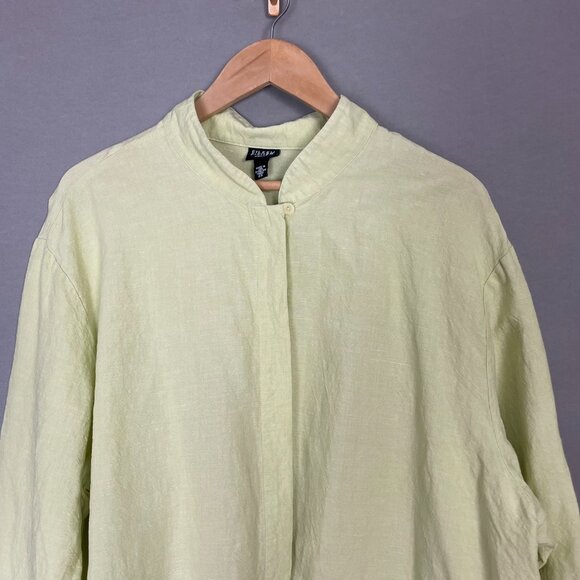 Eileen Fisher Top Long Sleeve Button-Up Pocket Single Pocket Pale Lime Green 2X - Picture 4 of 16